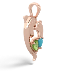 Peridot Dolphin Heart 14K Rose Gold pendant P5820