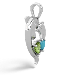 Peridot Dolphin Heart 14K White Gold pendant P5820