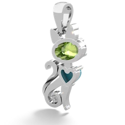 Peridot Kitten 14K White Gold pendant P5780