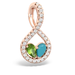 Peridot Pave Twist 'One Heart' 14K Rose Gold pendant P5360