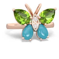 Peridot Butterfly 14K Rose Gold ring R2215