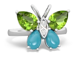 Peridot Butterfly 14K White Gold ring R2215