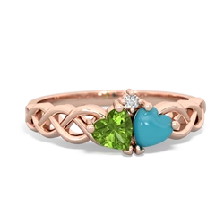 Peridot Heart To Heart Braid 14K Rose Gold ring R5870