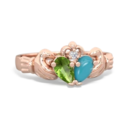 Peridot 'Our Heart' Claddagh 14K Rose Gold ring R2388