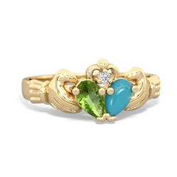 Peridot 'Our Heart' Claddagh 14K Yellow Gold ring R2388