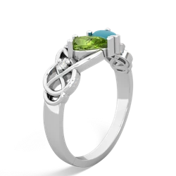 Peridot 'One Heart' Celtic Knot Claddagh 14K White Gold ring R5322