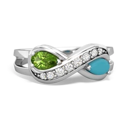 Peridot Diamond Infinity 14K White Gold ring R5390