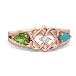 Peridot Hearts Intertwined 14K Rose Gold ring R5880