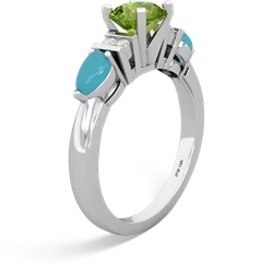 Peridot 6Mm Round Eternal Embrace Engagement 14K White Gold ring R2005