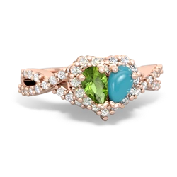 Peridot Diamond Twist 'One Heart' 14K Rose Gold ring R2640HRT