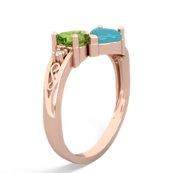 Peridot Snuggling Hearts 14K Rose Gold ring R2178