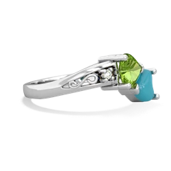 Peridot Snuggling Hearts 14K White Gold ring R2178