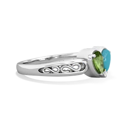 Peridot Filligree 'One Heart' 14K White Gold ring R5070