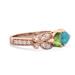 Peridot Diamond Butterflies 14K Rose Gold ring R5601