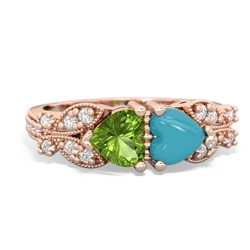 Peridot Diamond Butterflies 14K Rose Gold ring R5601