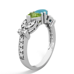 Peridot Diamond Butterflies 14K White Gold ring R5601