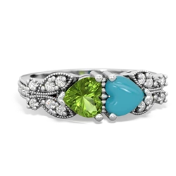 Peridot Diamond Butterflies 14K White Gold ring R5601