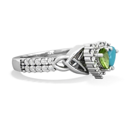 Peridot Celtic Knot Two Hearts As One 14K White Gold ring R2644HRT