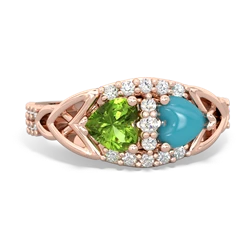 Peridot Sparkling Celtic Knot 14K Rose Gold ring R2645