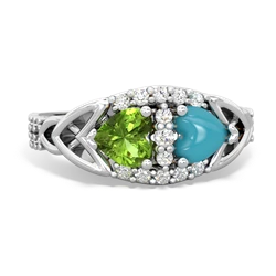 Peridot Sparkling Celtic Knot 14K White Gold ring R2645