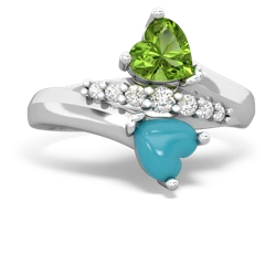 Peridot Heart To Heart 14K White Gold ring R2064