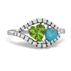 Peridot Mother And Child 14K White Gold ring R3010