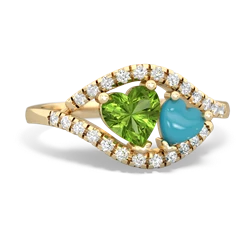 Peridot Mother And Child 14K Yellow Gold ring R3010