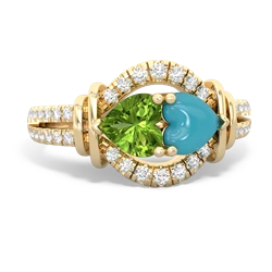 Peridot Art-Deco Keepsake 14K Yellow Gold ring R5630