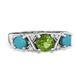 Peridot Hugs And Kisses 14K White Gold ring R5016