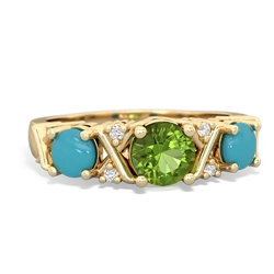 Peridot Hugs And Kisses 14K Yellow Gold ring R5016