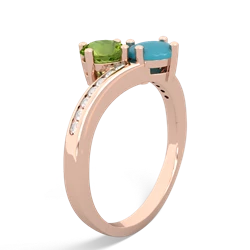 Peridot Channel Set Two Stone 14K Rose Gold ring R5303