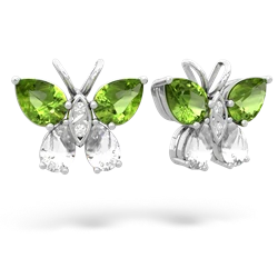 Peridot Butterfly 14K White Gold earrings E2215