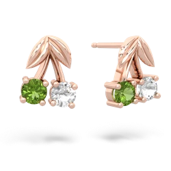 Peridot Sweet Cherries 14K Rose Gold earrings E7001