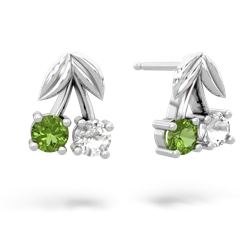 Peridot Sweet Cherries 14K White Gold earrings E7001