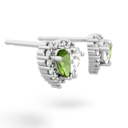 Peridot Halo 14K White Gold earrings E7008
