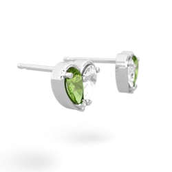 Peridot 'Our Heart' 14K White Gold earrings E5072