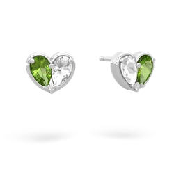 Peridot 'Our Heart' 14K White Gold earrings E5072