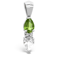 Peridot Bowtie Drop 14K White Gold pendant P0865