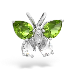 Peridot Butterfly 14K White Gold pendant P2215