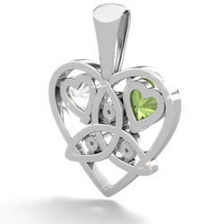 Peridot Celtic Trinity Heart 14K White Gold pendant P5331