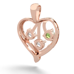 Peridot Glowing Heart 14K Rose Gold pendant P2233