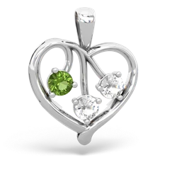 Peridot Glowing Heart 14K White Gold pendant P2233