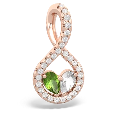 Peridot Pave Twist 'One Heart' 14K Rose Gold pendant P5360