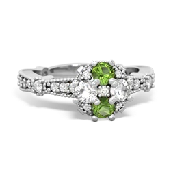 Peridot Sparkling Tiara Cluster 14K White Gold ring R26293RD