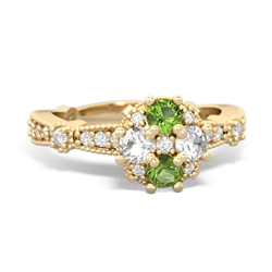 Peridot Sparkling Tiara Cluster 14K Yellow Gold ring R26293RD