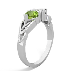 Peridot Celtic Knot Double Heart 14K White Gold ring R5040