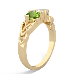 Peridot Celtic Knot Double Heart 14K Yellow Gold ring R5040