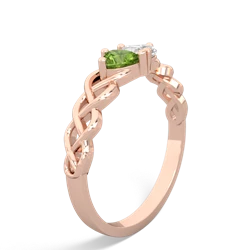 Peridot Heart To Heart Braid 14K Rose Gold ring R5870