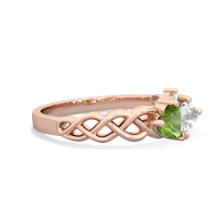 Peridot Heart To Heart Braid 14K Rose Gold ring R5870