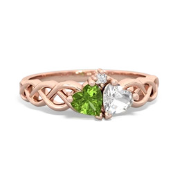 Peridot Heart To Heart Braid 14K Rose Gold ring R5870